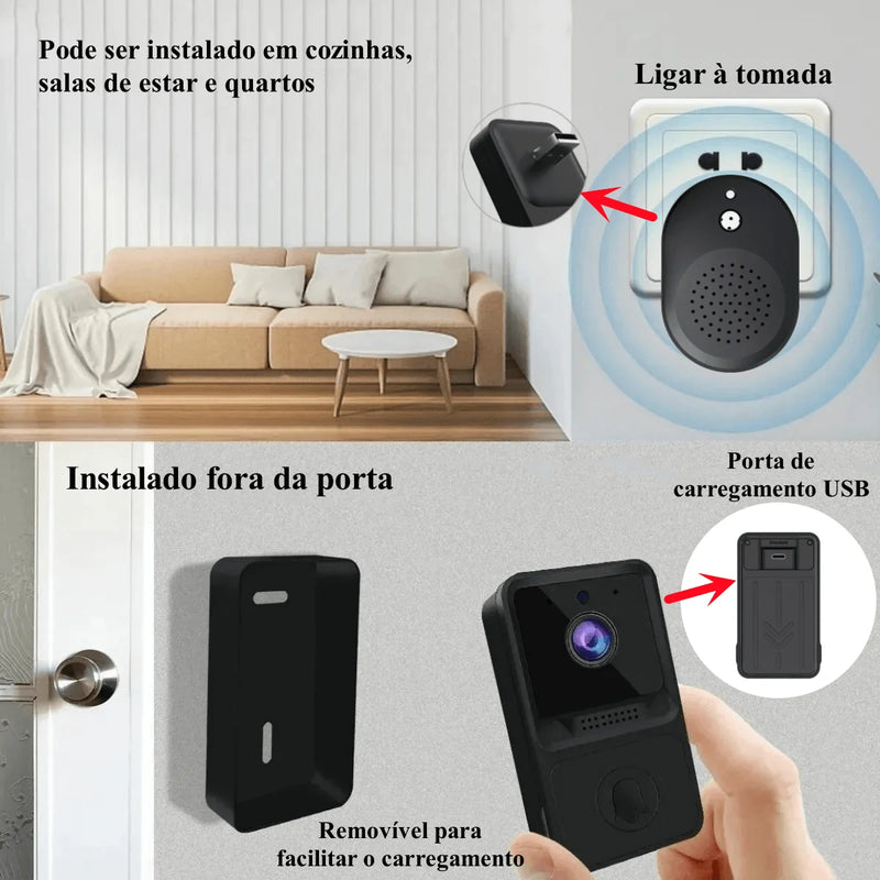 Campainha Wifi Interfone Câmera Áudio Sem Fio À Prova D'água  Frete Grátis