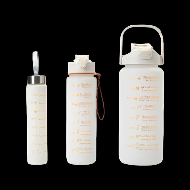 KIT 3 Garrafa De Água Motivacional De Grande Capacidade Portátil De 2000ML+800ml +280ml  Frete Grátis