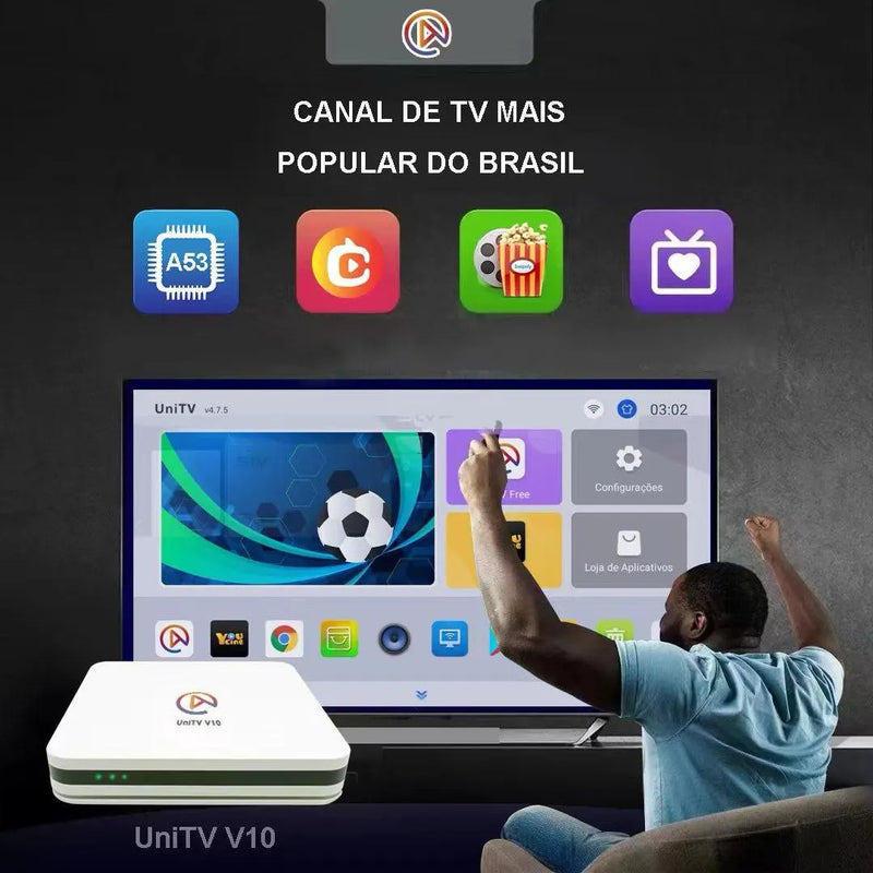 UNITV V10 Conversor de Smart Tv Box 4k Android 11 Wifi 5g Internet Tv Assista Filmes, Séries, Desenhos e Canais em 1 Só Lugar  Frete Grátis