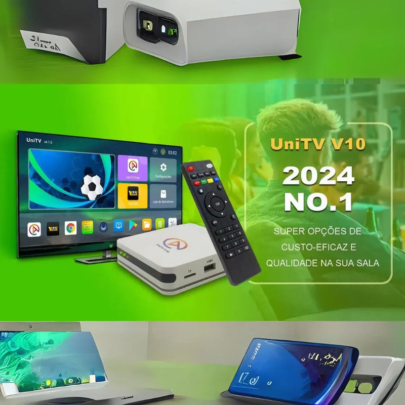 UNITV V10 Conversor de Smart Tv Box 4k Android 11 Wifi 5g Internet Tv Assista Filmes, Séries, Desenhos e Canais em 1 Só Lugar  Frete Grátis