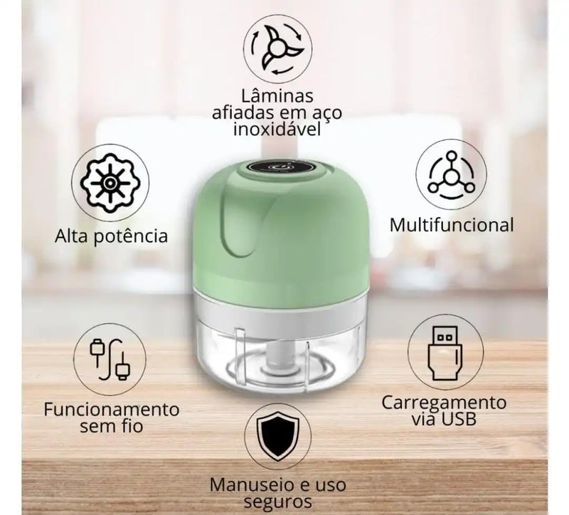 Mini Processador Triturador Elétrico 3 Laminas Recarregável USB 250ml Frete grátis