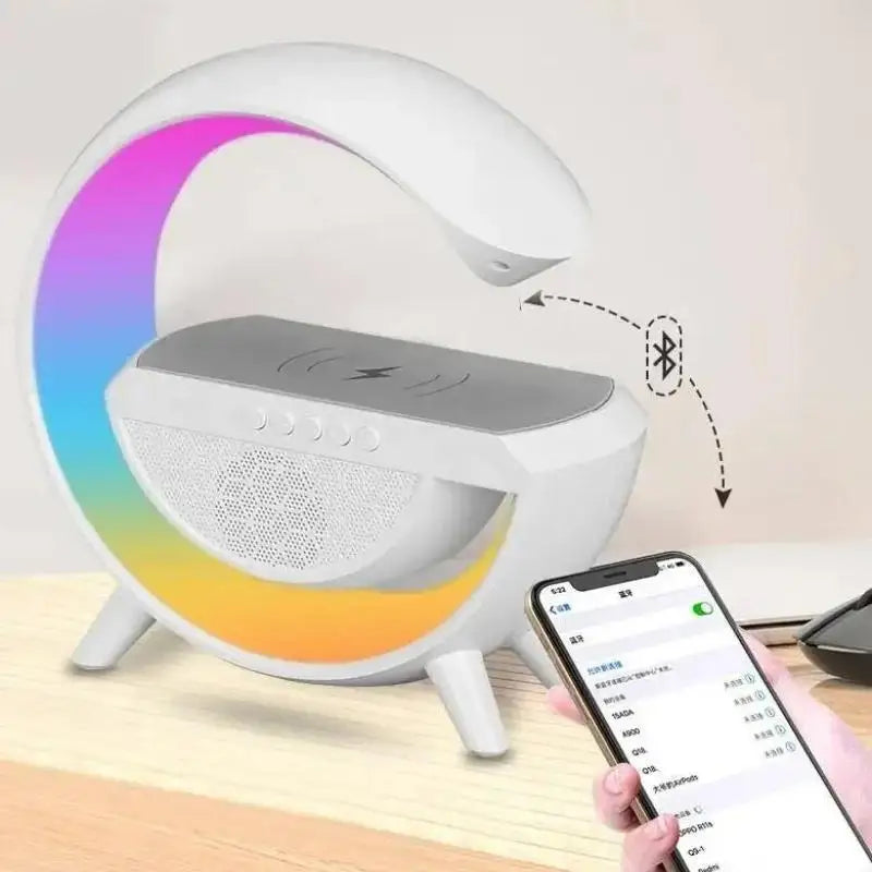 Caixa de Som G-Speaker Carregador Sem Fio Bluetooth RGB Lâmpada De Mesa LED  Frete Grátis