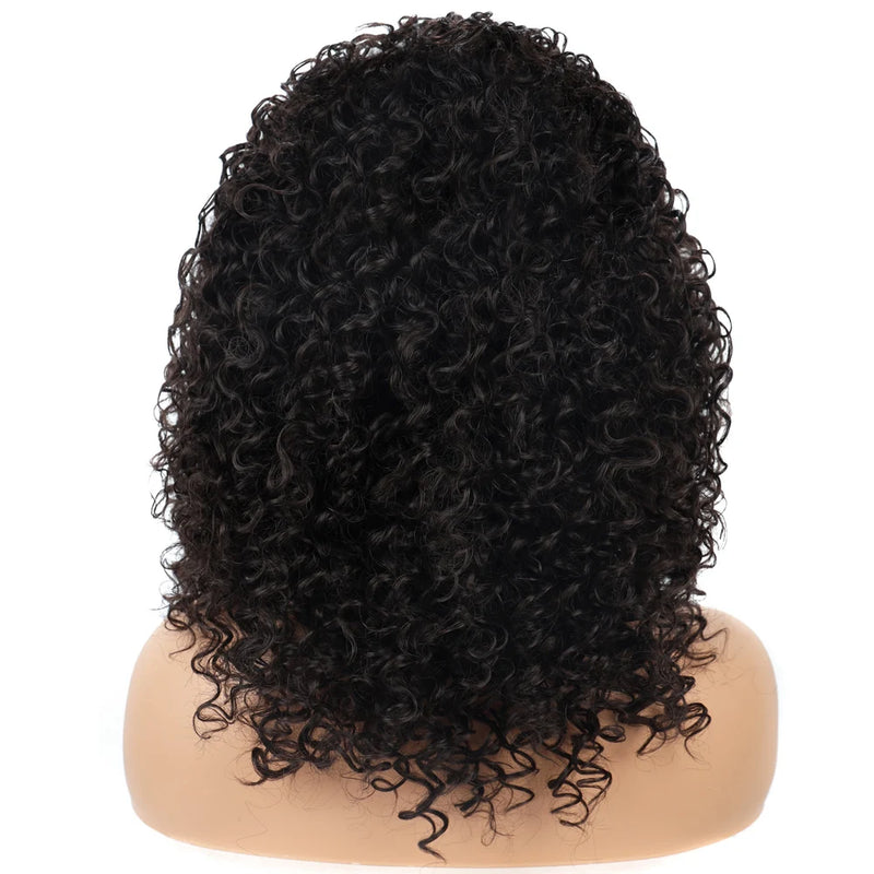 Peruca Wig Fibra Orgânica Premium Cacheado Full Machine Made Afro Cacheado Preto Natural "GEO"-MODA 45cm 240g +Touca Wig Cap