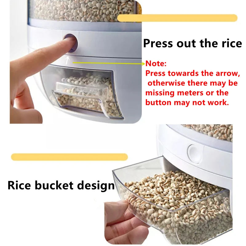 Distribuidor de grãos 360 Degree Rice Dispenser 6KG Box  Frete Grátis