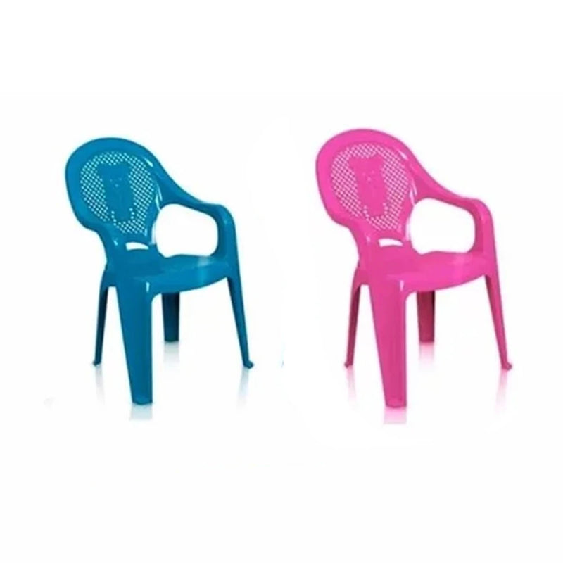 Kit Mesa Mais 2 Cadeiras Rosa e 2 Azul Infantil 58x26cm   Frete Grátis