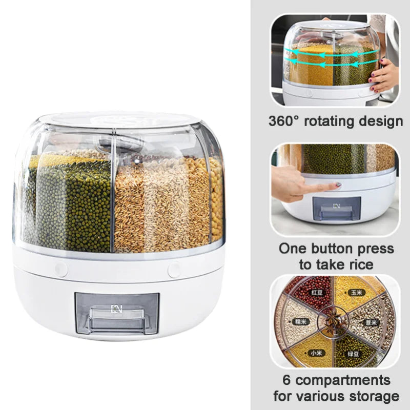 Distribuidor de grãos 360 Degree Rice Dispenser 6KG Box  Frete Grátis