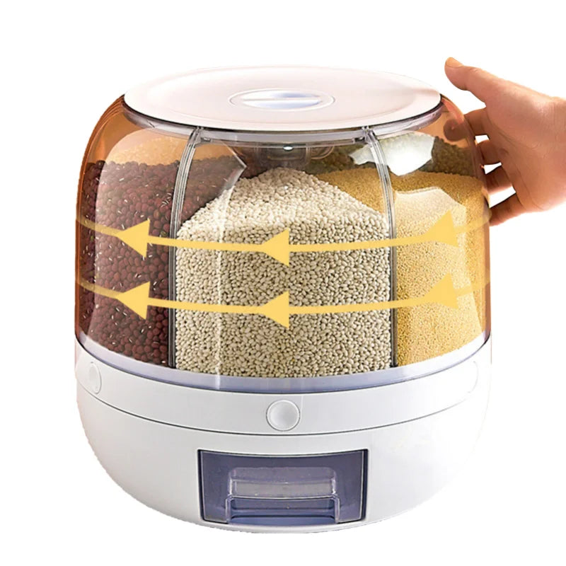 Distribuidor de grãos 360 Degree Rice Dispenser 6KG Box  Frete Grátis