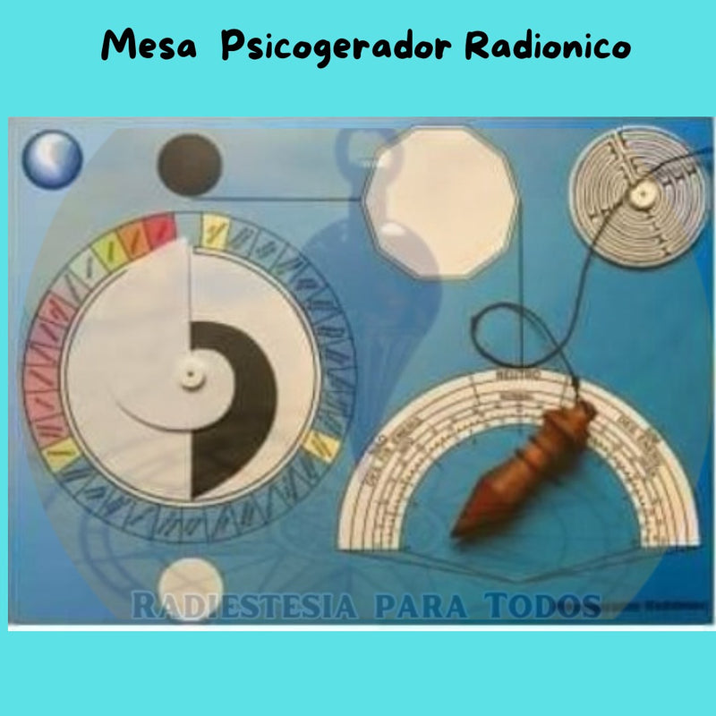 Gráficos de Radiestesia kit para iniciante 14 gráficos em placas de VINIL/PVC + Pêndulo egipcio em madeira + Mesa Psicogeradora Radiônica +Apostila Prática de Radiestesia - Frete Grátis